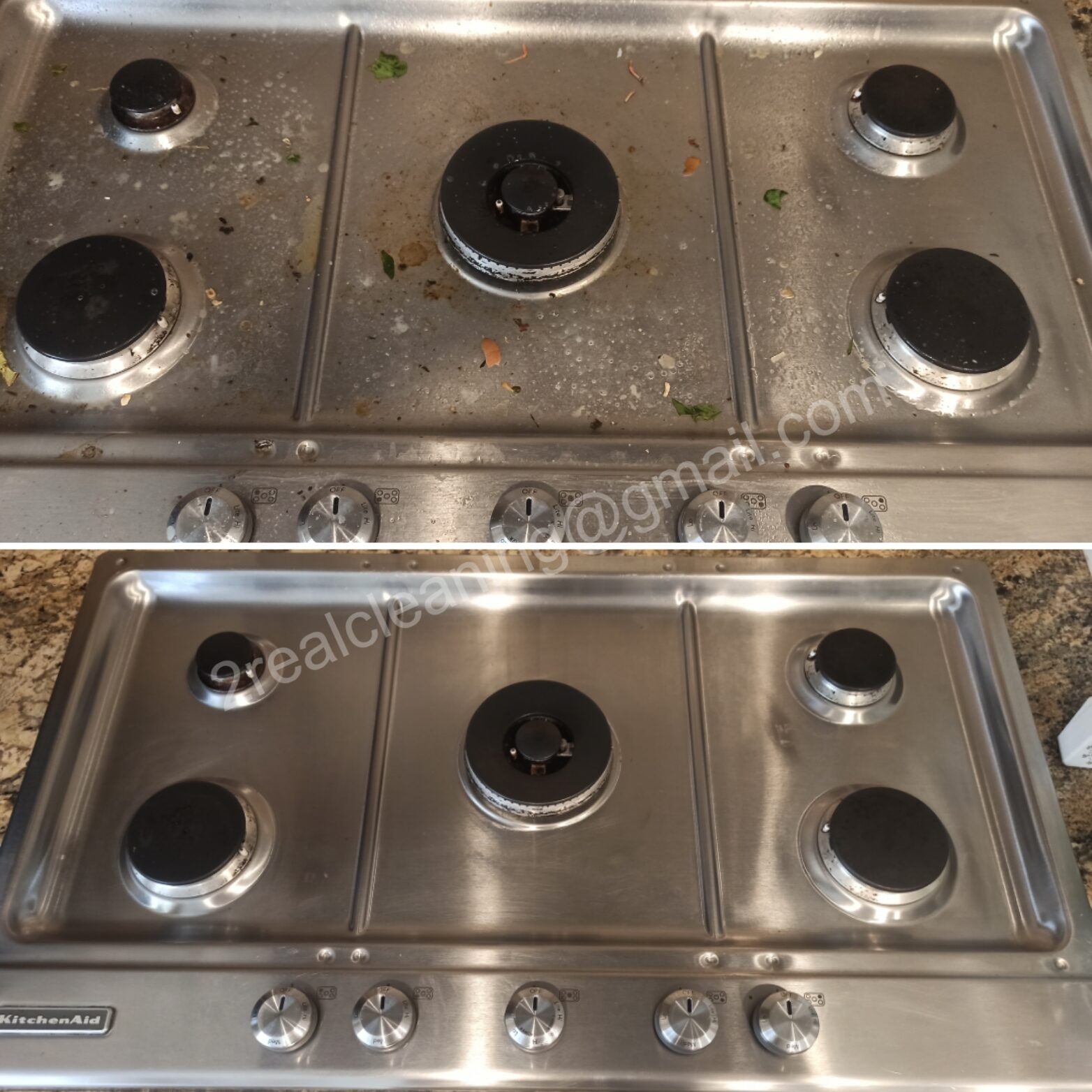 Stovetop before and after a deep clean